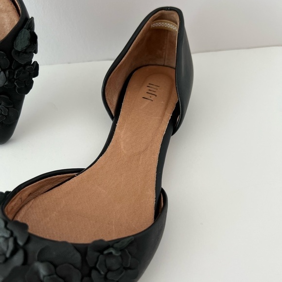 J. Jill Floral Leather Flats D'Orsay Floral Black Pointed Toe Spring Paris Chic - Picture 4 of 5